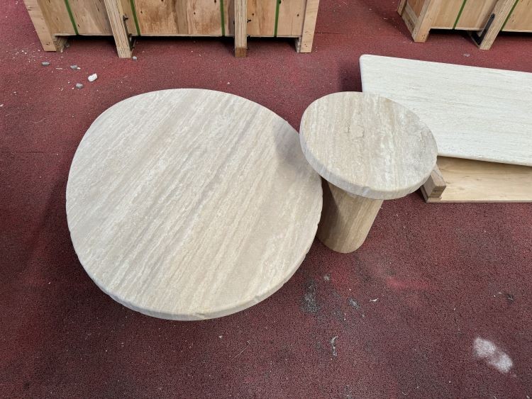 Beige Travertine Set of Coffee Table